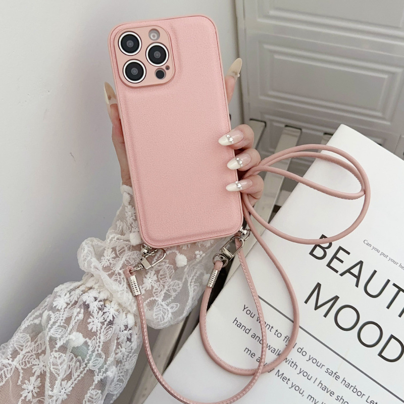 iPhone vāciņš ar lanyardu, minimālistisks All-Inclusive stils, TPU materiāls, izturīgs pret nolietojumu un kritieniem, saderīgs ar iPhone 14/14 Pro/14 Pro Max, smidzinātais pārklājums