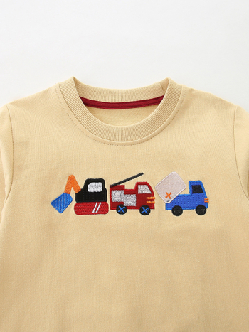 Dječji pamučni pleteni pulover s izvezom autom, okrugli izrez, dugi rukavi, euro-američki stil, za djecu 3–8 godina, jesen 2025