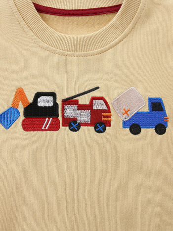 Dječji pamučni pleteni pulover s izvezom autom, okrugli izrez, dugi rukavi, euro-američki stil, za djecu 3–8 godina, jesen 2025