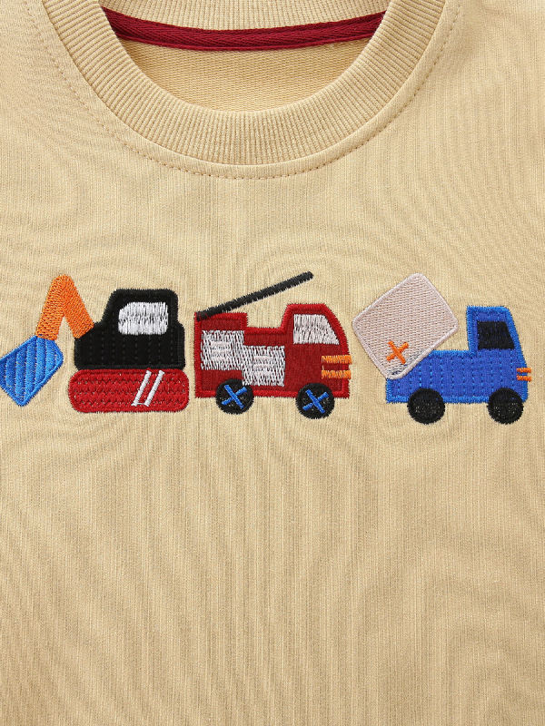 Dječji pamučni pleteni pulover s izvezom autom, okrugli izrez, dugi rukavi, euro-američki stil, za djecu 3–8 godina, jesen 2025