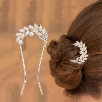 Štipaljka za kosu u obliku U s motivom lista, legura, lagani luksuzni ženski dodatak, elektroplatiranje, prilagodljivo