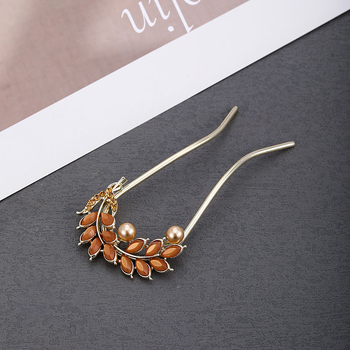 Štipaljka za kosu u obliku U s motivom lista, legura, lagani luksuzni ženski dodatak, elektroplatiranje, prilagodljivo