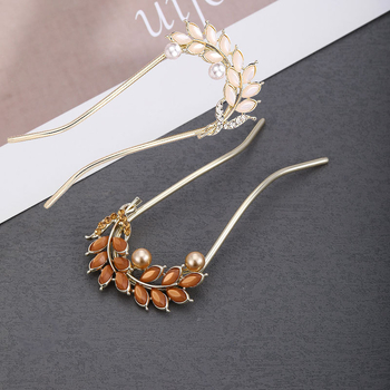 Štipaljka za kosu u obliku U s motivom lista, legura, lagani luksuzni ženski dodatak, elektroplatiranje, prilagodljivo