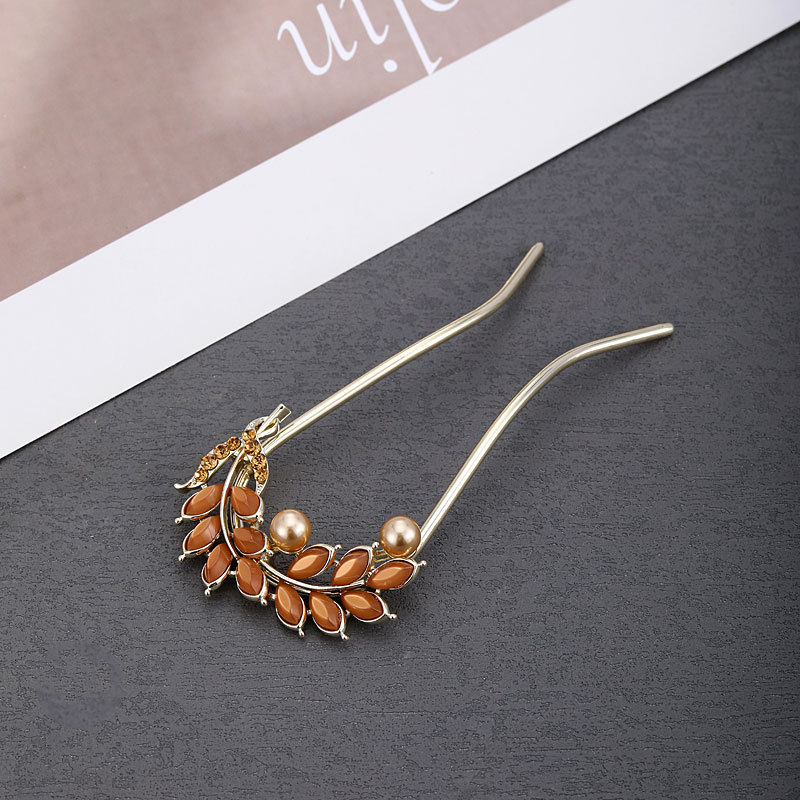 Štipaljka za kosu u obliku U s motivom lista, legura, lagani luksuzni ženski dodatak, elektroplatiranje, prilagodljivo