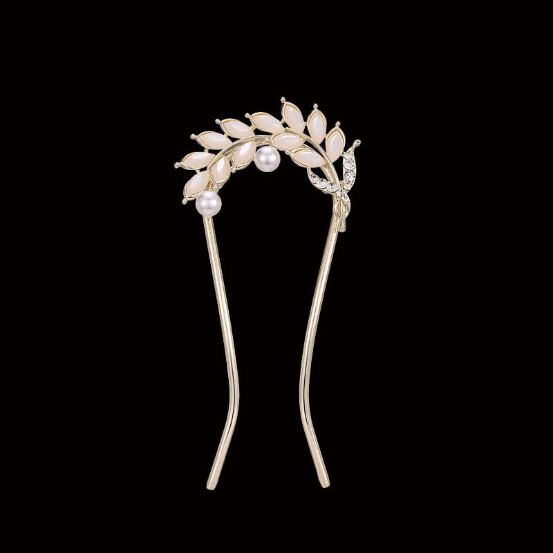 Štipaljka za kosu u obliku U s motivom lista, legura, lagani luksuzni ženski dodatak, elektroplatiranje, prilagodljivo