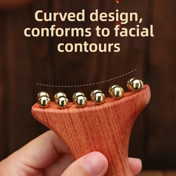 Устройство за лицев масаж с Huanghuali Rosewood и бронзови златисти мъниста; дървена конструкция, 90 g, марка Ruilin