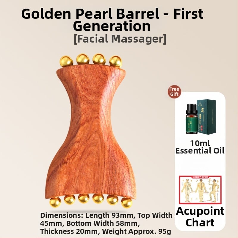 Устройство за лицев масаж с Huanghuali Rosewood и бронзови златисти мъниста; дървена конструкция, 90 g, марка Ruilin