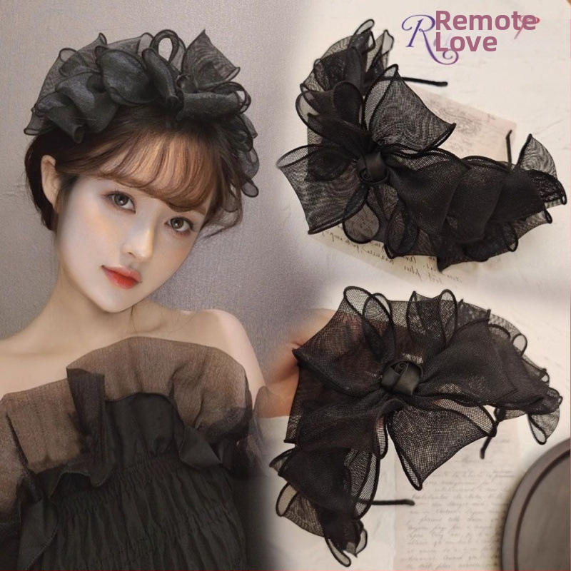 Doplnok do vlasov: ručne vyrobený veľký mašľový uzol s sieťovou čipkou, korejský štýl, svieži a sladký štýl, materiál: textil, jar 2025