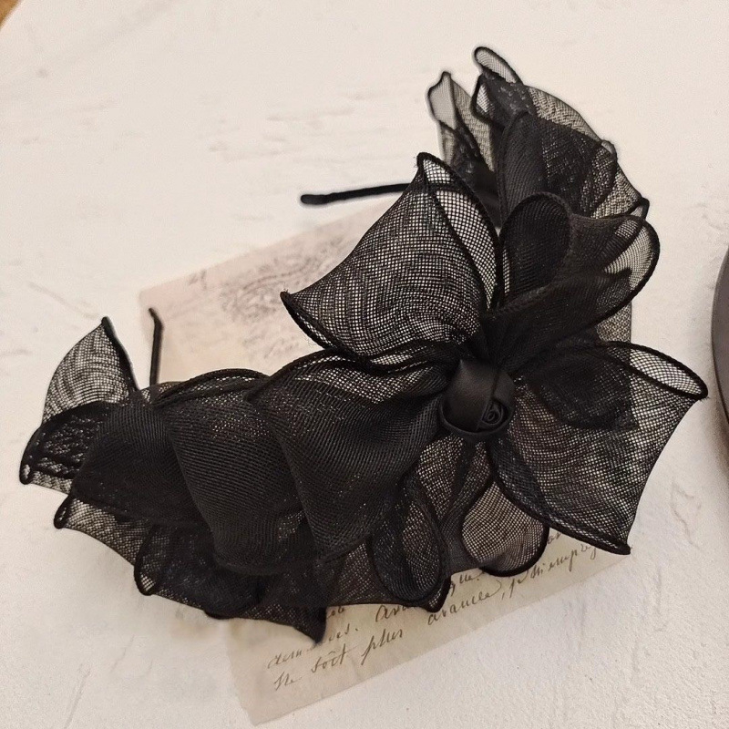 Hajcsat: kézzel készített, nagy masnis hálós csipkés dizájn, koreai stílus, friss és édes, anyag: textil, tavasz 2025