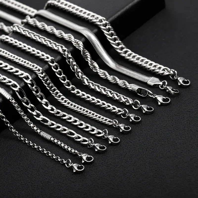 Набор гривни от неръждаема стомана – унисекс, личен стил, полирана повърхност, бижута за ръка, набор от 10 гривни