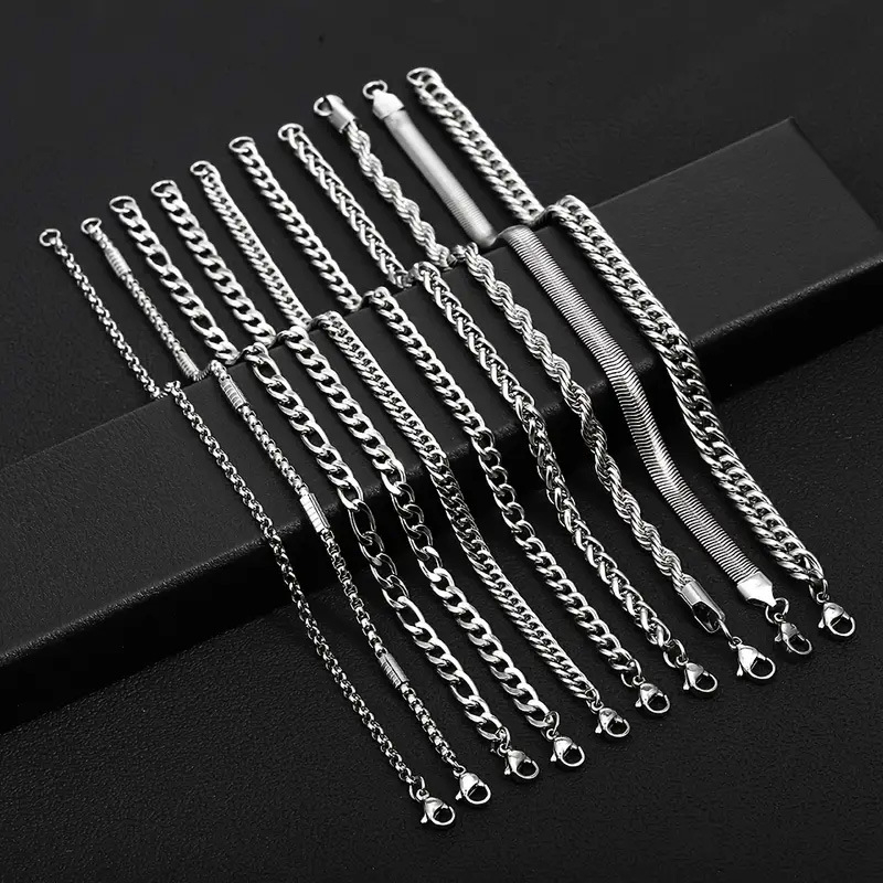 Набор гривни от неръждаема стомана – унисекс, личен стил, полирана повърхност, бижута за ръка, набор от 10 гривни