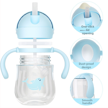 Mācību krūze bērniem ar rokturiem — mīļa un jautra stilā, Tritan materiāls, logotipa drukāšana