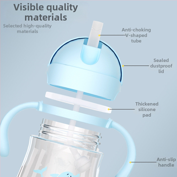 Mācību krūze bērniem ar rokturiem — mīļa un jautra stilā, Tritan materiāls, logotipa drukāšana