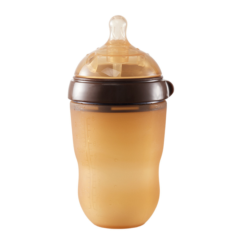 Yixin silikonska bočica za hranjenje, s širokim otvorom, konusnog oblika, s držačem, otisnutim logom