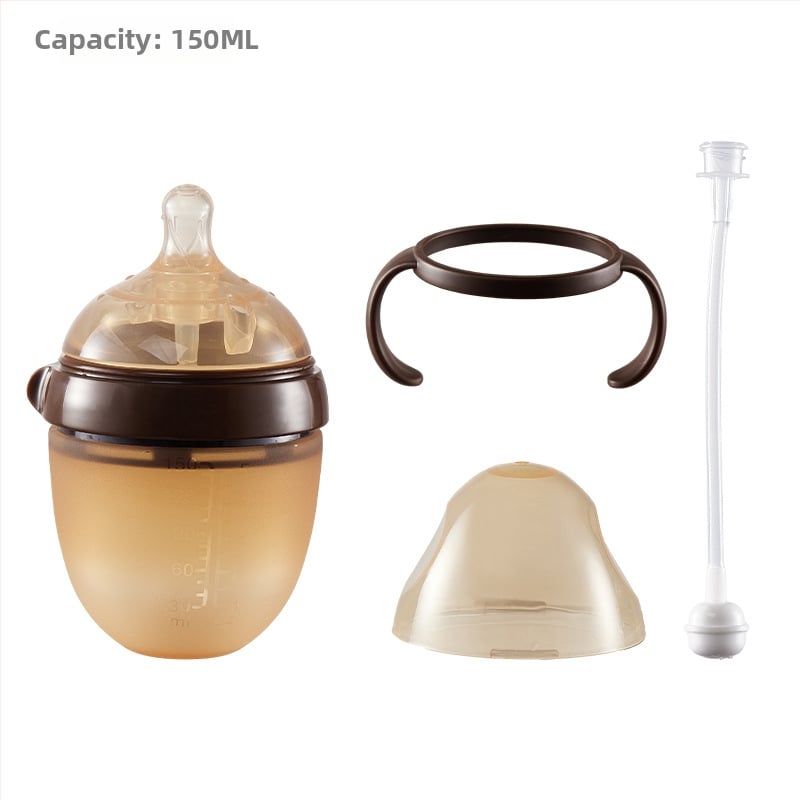 Yixin silikonska bočica za hranjenje, s širokim otvorom, konusnog oblika, s držačem, otisnutim logom