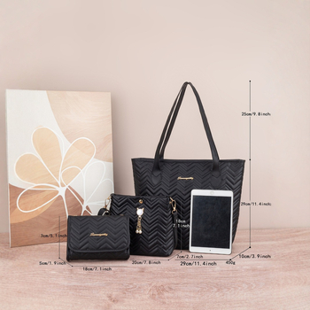 Bucket soma ar kvilēto viļņu svītru rakstu, kaķa pērlu kulons dekors, PU materiāls, poliestera oderes, magnētiska aizvēršana, iekšējā kabata mobilajam telefonam