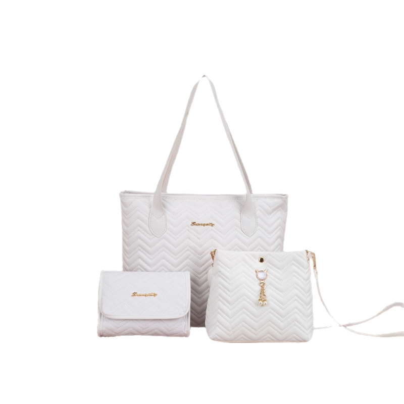 Bucket soma ar kvilēto viļņu svītru rakstu, kaķa pērlu kulons dekors, PU materiāls, poliestera oderes, magnētiska aizvēršana, iekšējā kabata mobilajam telefonam