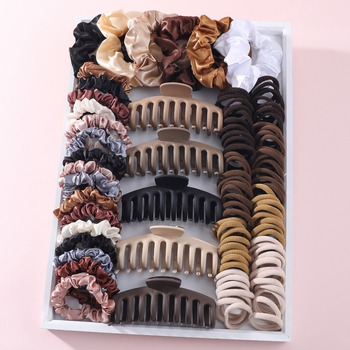 Комплект аксесоари за коса, 79 части, серия принцеса, корейски стил, изработени от плат, геометрични фигури, за деца