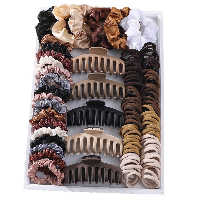 Комплект аксесоари за коса, 79 части, серия принцеса, корейски стил, изработени от плат, геометрични фигури, за деца