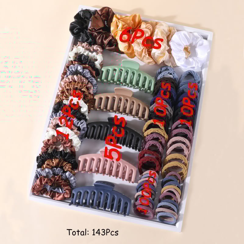 Комплект аксесоари за коса, 79 части, серия принцеса, корейски стил, изработени от плат, геометрични фигури, за деца