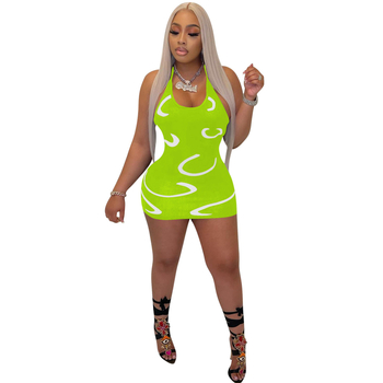 Haljina bez rukava s U-izrezom, otisnuta, poliester 90-95%