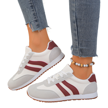 Női sportcipő PU felsőrész, kerek orr, légáteresztő, fűzős, gumitalp