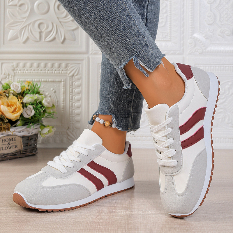 Női sportcipő PU felsőrész, kerek orr, légáteresztő, fűzős, gumitalp