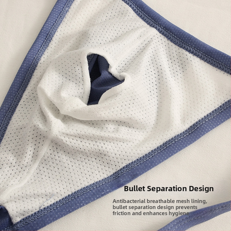 Мъжки Briefs Ice Silk с ниска талия, две страни отворени, дишащи, бързо съхнене