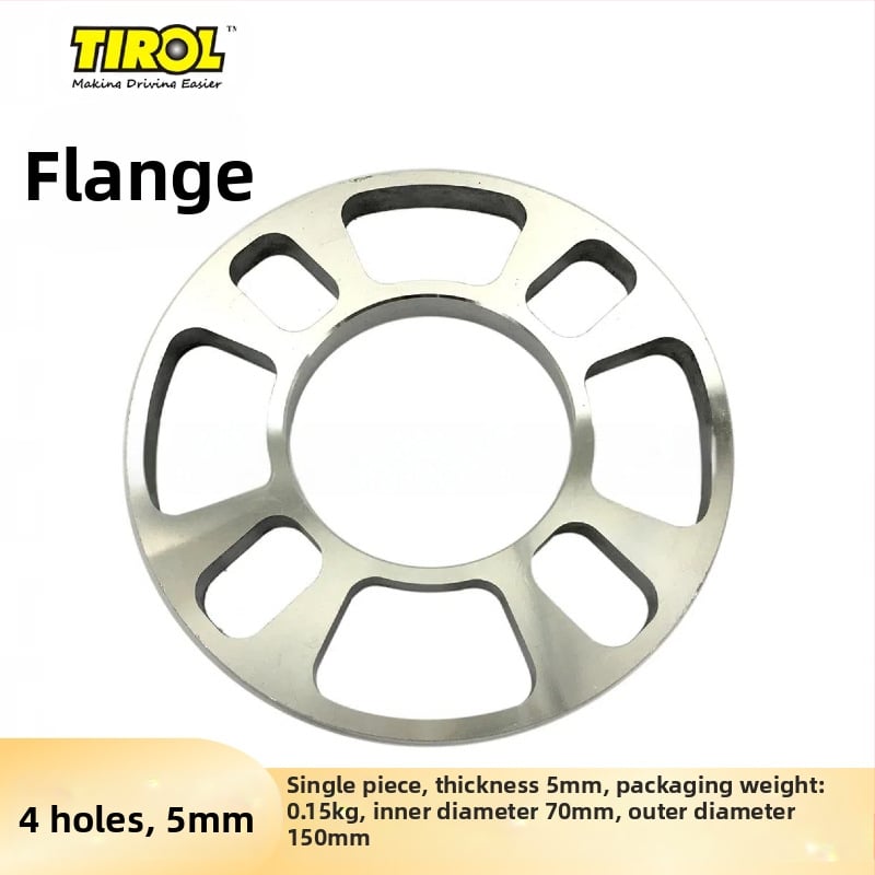 TIROL aliuminio lydinio ratų hub flanšas — 5 ir 4 skylės, storis 12 mm, pritaikymas galimas