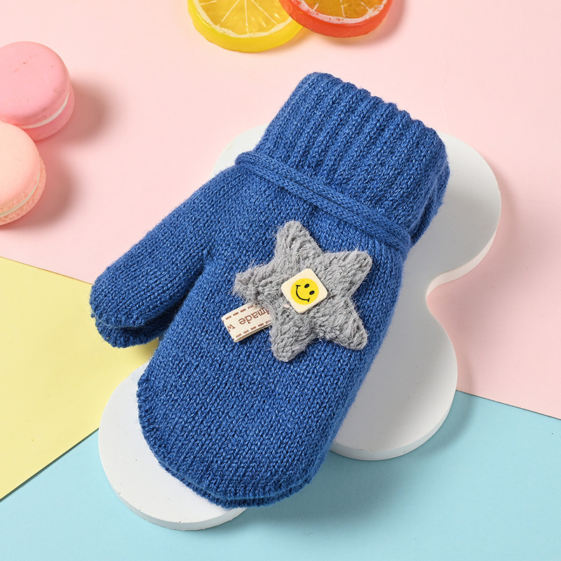 Bērnu adītās ziemas cimdi ar karikatūras rakstu – unisex, silti, 3–5 gadi