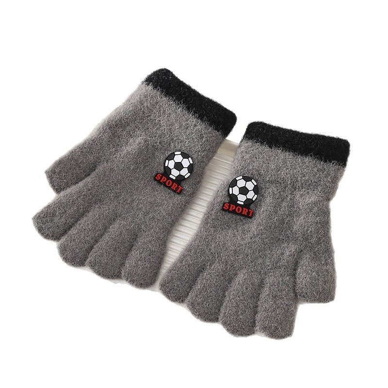 Bērnu ziemas cimdi ar animācijas futbola motīvu | adīti • jakarda • silti • unisex • vecums 3–10 gadi • ziema