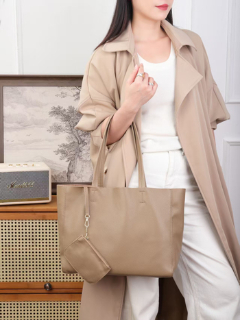 Honglilai gradska minimalistička tote torba od prave kože, vrhunska teleća koža, otvoreni gornji dio