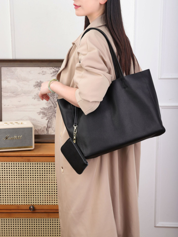 Honglilai gradska minimalistička tote torba od prave kože, vrhunska teleća koža, otvoreni gornji dio