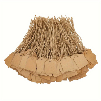 Etichete de cadouri din hârtie cu sfoară din cânepă — etichete de preț goale, personalizabile; materiale: hârtie Kraft, hârtie fragilă, etichetă PVC, etichetă oglindă; cod articol jd601099892677897