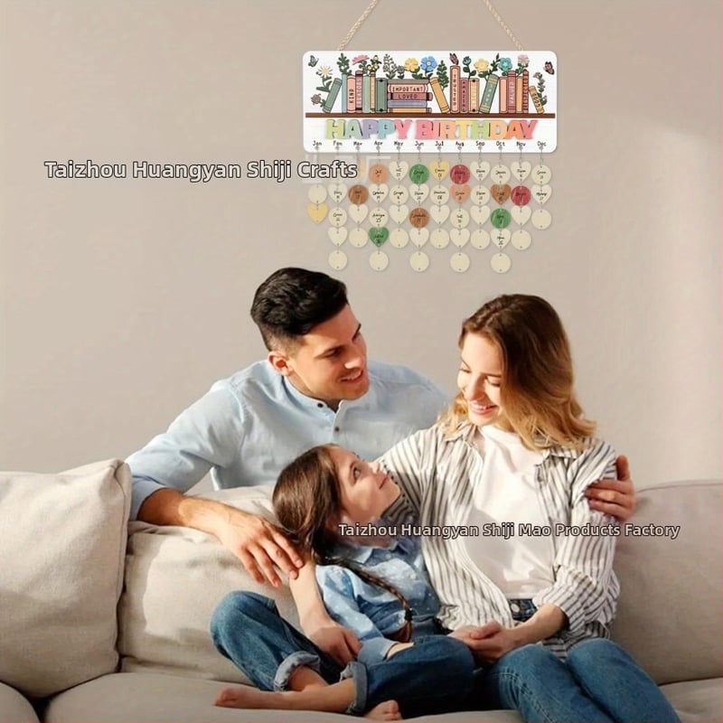 Koka pakarināmais kalendārs mājām, dabīgs stils, dekoratīvs pakarināmais zīme kāzēm un ballēm