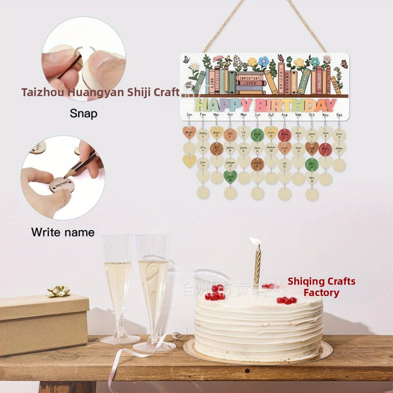 Drevený visací kalendár pre domov, prírodný štýl, dekoratívny visací znak na svadby a párty