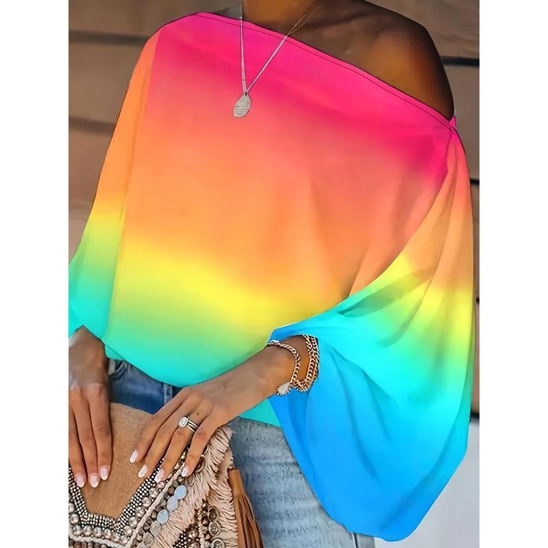 Be pečių palaidinė su Batwing ir Flutter rankovėmis, Halter kaklo, 2023 metų pavasaris, elegentiškas stilius