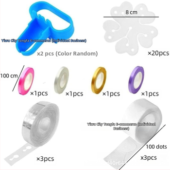 Set dopunila za balone za uređenje prostora: zaveži, lančići, točkice, trake i klipse s cvjetnim motivom • Plastika • Stil modernog minimalizma, svečani stil • Pogodno za vjenčanja i događaje