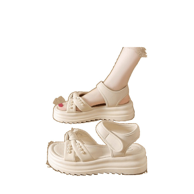 Sieviešu atvērtās sandales ar kaulu rakstu, sprādze vienas līnijas siksnai, augšējā daļa no mākslīgās ādas, PU zole, zoles biezums 3-5 cm, vasara 2025