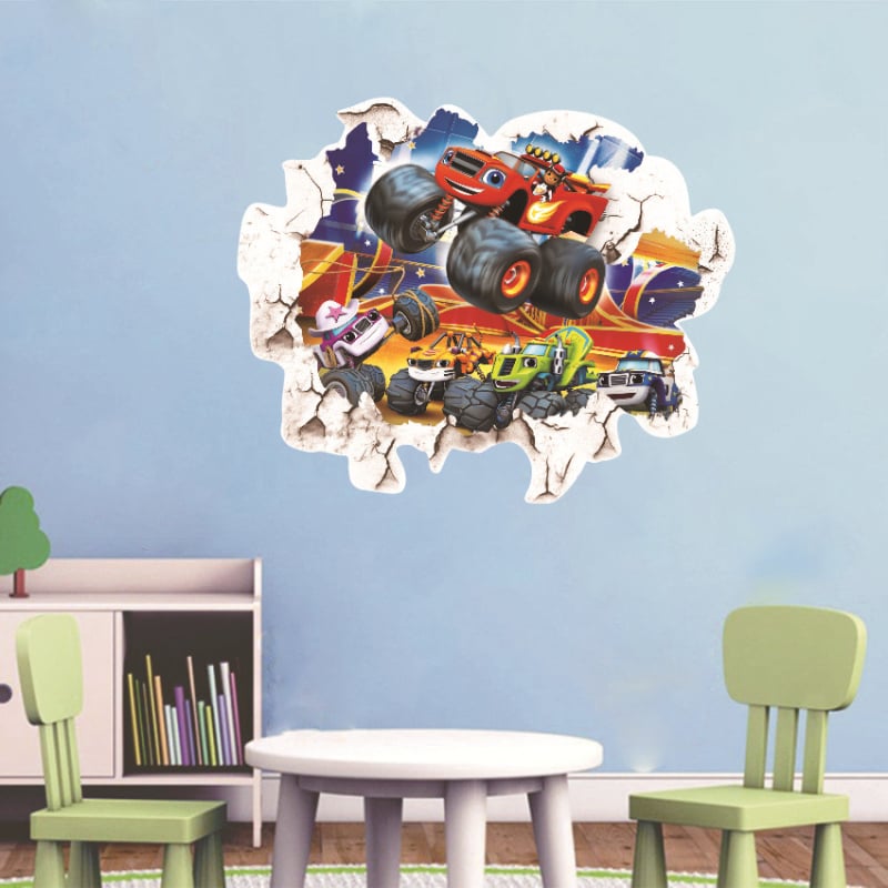 Monster Team sienas uzlīme bērnu istabai – grafiti karikatūra, PVC materiāls, 1 gab., jautrs dzīvnieku motīvs