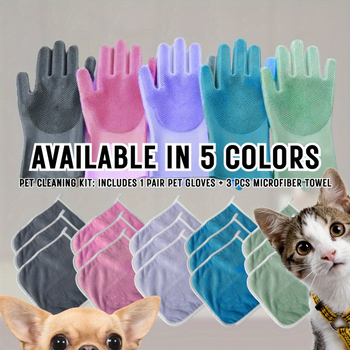 Suņa kopšanas komplekts - divpusējās tīrīšanas cimdi, 1 pāris - keramiskais materiāls