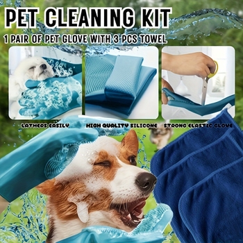 Suņa kopšanas komplekts - divpusējās tīrīšanas cimdi, 1 pāris - keramiskais materiāls