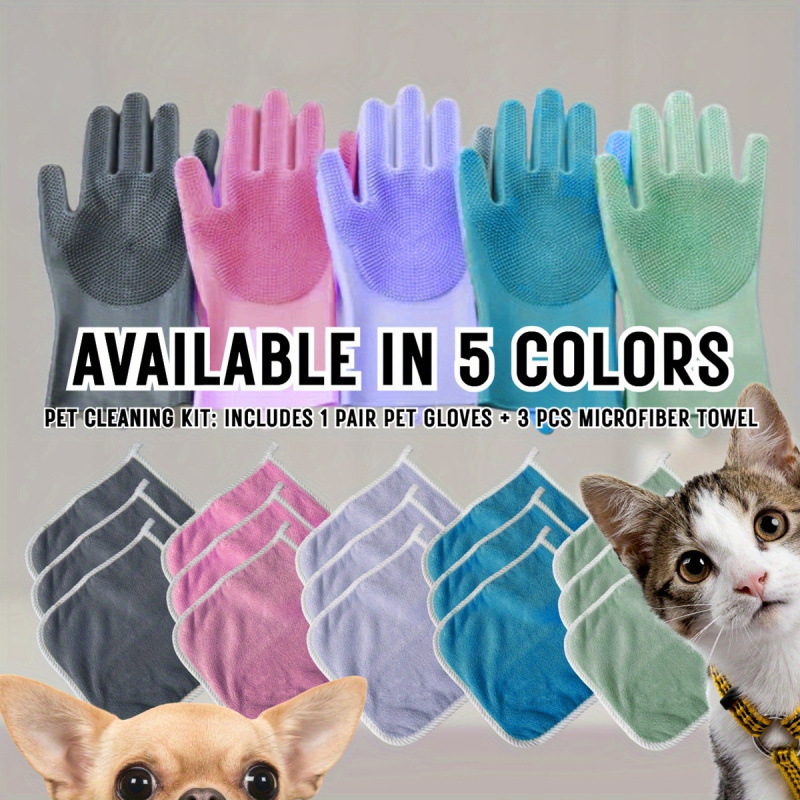 Suņa kopšanas komplekts - divpusējās tīrīšanas cimdi, 1 pāris - keramiskais materiāls