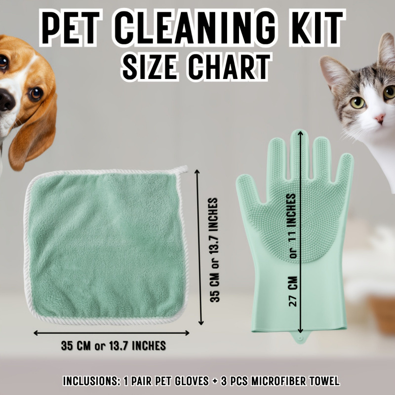 Suņa kopšanas komplekts - divpusējās tīrīšanas cimdi, 1 pāris - keramiskais materiāls