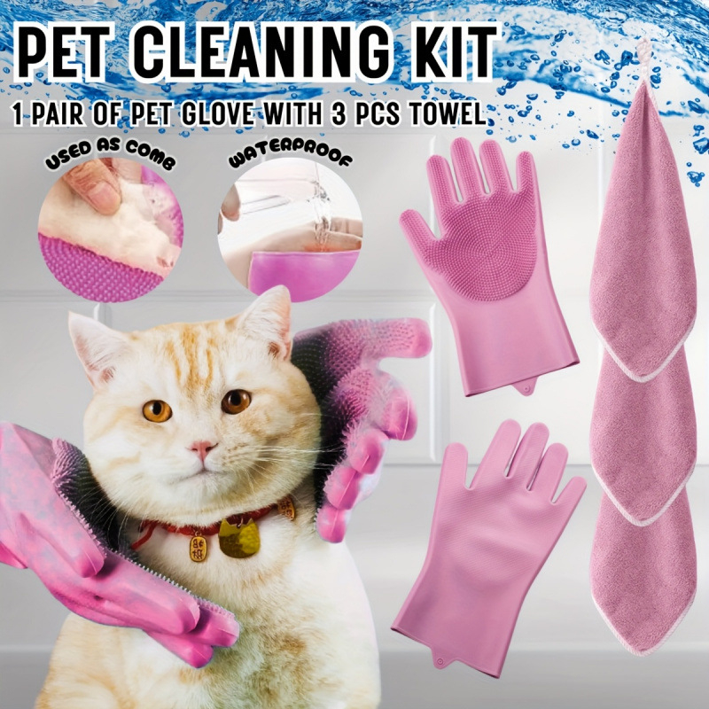 Suņa kopšanas komplekts - divpusējās tīrīšanas cimdi, 1 pāris - keramiskais materiāls