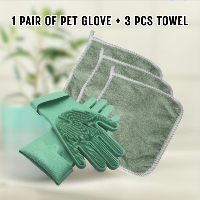 Suņa kopšanas komplekts - divpusējās tīrīšanas cimdi, 1 pāris - keramiskais materiāls