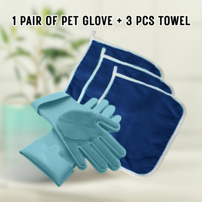 Suņa kopšanas komplekts - divpusējās tīrīšanas cimdi, 1 pāris - keramiskais materiāls