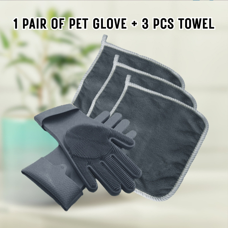 Suņa kopšanas komplekts - divpusējās tīrīšanas cimdi, 1 pāris - keramiskais materiāls