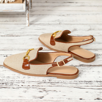 Sieviešu slip-on mūļu kurpes ar apaļu purnu, PU augšdaļa, zems papēdis 1-3 cm, ar vienu siksnu