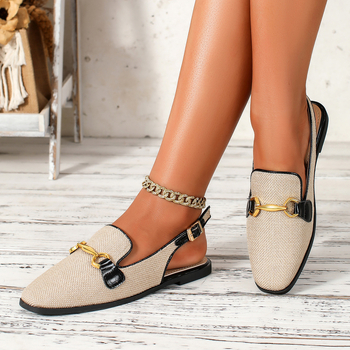 Sieviešu slip-on mūļu kurpes ar apaļu purnu, PU augšdaļa, zems papēdis 1-3 cm, ar vienu siksnu